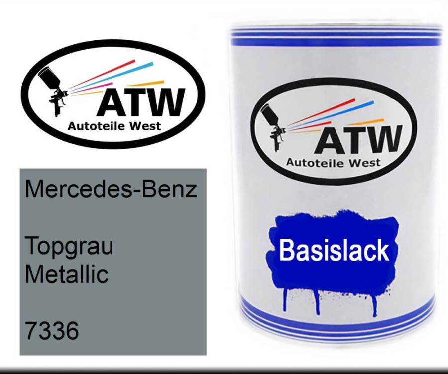 Mercedes-Benz, Topgrau Metallic, 7336: 500ml Lackdose, von ATW Autoteile West.